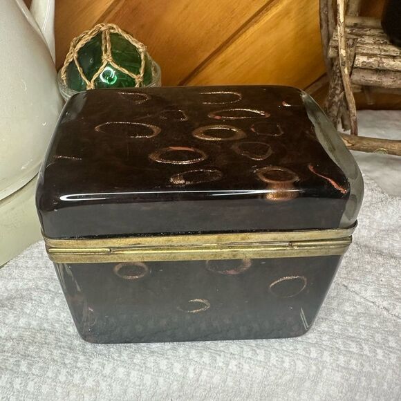 置物 Murano , antique Vintage Murano glass casket box